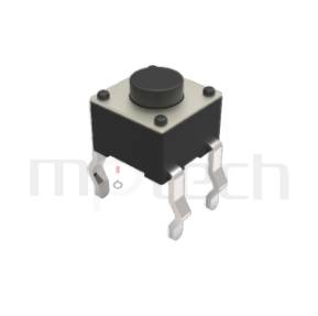 HTS-06PA Series 零件外觀造型示意圖，呈現產品: 6x6，DIP型，碰觸開關的零件外型圖，產品訊息在圖片中一目了然。 HTS-06PA產品規格為: 6x6，DIP件，立式，圓柄，H高度:4.3mm~26mm，常用款。碰觸開關作為各種電子設備的操作信號輸入用開關，無論是貼片式輕觸開關、小型輕觸開關、防水輕觸開關...都是你最好的選擇