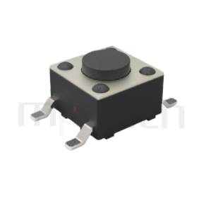 HTS-45MA Series 零件外觀造型示意圖,呈現產品: 4.5x4.5,SMT貼片型,輕觸開關的零件外型圖,立即從圖片確認是否符合需求。 HTS-45MA產品規格為: 4.5x4.5,SMD貼片包裝,直立型,圓柄,H高度:3.8mm~7.1mm,常用款。TACT SWITCH 尺寸包含3x6mm,4.5x4.5mm,5.2x5.2mm,6x6mm,6.2x6.2mm,12x12mm....