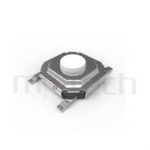 HTS-52MB Series 零件外觀造型示意圖，呈現產品: 5X5，SMD件，碰觸開關的零件外型圖，圖片用來確認零件適用程度。 HTS-52MB產品規格為: 5X5，SMD封裝，直立形，圓頭，版上高度:1.5mm~4.3mm，薄型防塵SMD，防塵金屬殼。觸鍵開關各種柄長可選擇、敏銳的接觸手感、接觸電阻小、精確的操作力誤差、規格多樣化、使用壽命長、高精密度