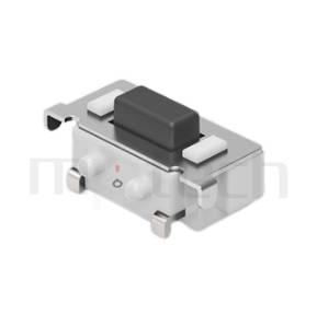 HTS-73SA Series 零件外觀造型示意圖，呈現產品: 3X6，SMT 表面黏著，輕觸開關Tact Switch的零件外型圖，藉由圖片迅速確認產品外型。 HTS-73SA產品規格為: 3X6，SMD貼片型，側按式，方柄，垂直PCB,版上高度3.5mm,具ground pin及固定腳，側按型，SMD側按帶固定柱。碰觸開關 尺寸包含3x6mm,4.5x4.5mm,5.2x5.2mm,6x6mm,6.2x6.2mm,12x12mm....