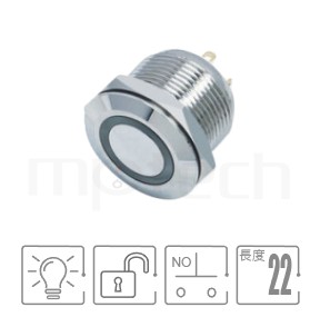 Read more about the article Φ19 短柄環型燈防水金屬按鍵 MP19-4MF系列