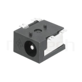 HDC-584 系列-直流電源插座DC POWER JACK ,90度 90° SMD ,Center pin Ø1.3 / Ø1.65 mm 中心針 Ø1.3 / Ø1.65 mm ,外圓 孔徑 3.8 ,L 9 x W 8 x H 5.3 ,板上高度 5.3mm