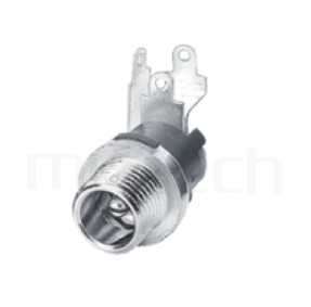 HDC-667 系列-直流電源插座DC JACK ,90度 90° DIP ,Center pin Ø2.0 / Ø2.5 mm 中心針 Ø2.0 / Ø2.5 mm ,外圓 孔徑 5.7 ,L 16 Ø11 ,螺牙外徑Ø8
