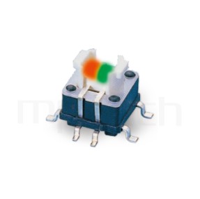HFD-415TP 系列-帶燈開關 Illuminated Pushbuttons ,無鍵帽,立式,SMD ,8PIN,雙色 ,尺寸 6.4x6.4,版上高度7mm ,5.4x3.7 按鍵面