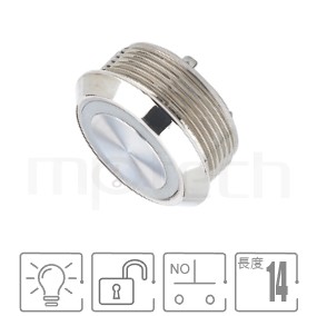 MP22T-4MF Series-帶燈金屬按鈕開關| 防水防塵,薄、扁、短,開孔Φ22mm,1NO,無鎖,平鈕,LED帶燈按鈕開關,多種燈色可選,環形帶燈,平面環形燈