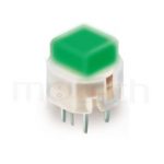 PB-211 系列-輕觸帶燈開關Illuminated Switch ,方形鍵帽,立式,DIP ,小型帶燈 ,尺寸 12X12 , 版上高度9.8mm ,12X11.4 方形帽蓋