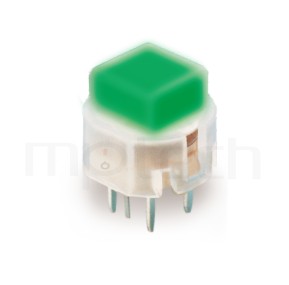 PB-211 系列-輕觸帶燈開關Illuminated Switch ,方形鍵帽,立式,DIP ,小型帶燈 ,尺寸 12X12 , 版上高度9.8mm ,12X11.4 方形帽蓋
