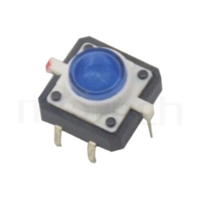 PB-512 系列-帶燈輕觸開關LED Tact Switch ,圓形按柄,立式,DIP ,帶燈圓形帽蓋 ,尺寸 12x12,版上高度7.2mm ,Φ8 按鍵面