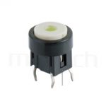 PB-520-243B 系列-帶燈開關 Illuminated Pushbuttons ,圓形鍵帽加框,立式,DIP ,7PIN,layout 5.08,5.4 ,尺寸 6x6,版上高度10mm ,Φ10 帽蓋框,Φ7.5按鍵面