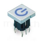 PB-520-31P 系列-帶燈輕觸按鈕開關Illuminated Push Button ,方形鍵帽,双色雙色輕觸開關LED tact switch，紅藍雙色LED，紅綠雙色LED，輕觸LED按鈕,立式,DIP ,7PIN,layout 5.08,5.4 ,尺寸 10mm正方型帽蓋, 6x6,版上高度10mm ,10x10 正方形鍵帽