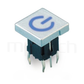 PB-520-31P 系列-帶燈輕觸按鈕開關Illuminated Push Button ,方形鍵帽,双色雙色輕觸開關LED tact switch，紅藍雙色LED，紅綠雙色LED，輕觸LED按鈕,立式,DIP ,7PIN,layout 5.08,5.4 ,尺寸 10mm正方型帽蓋, 6x6,版上高度10mm ,10x10 正方形鍵帽