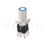 PB-520-61R 系列-帶燈輕觸按鈕開關Illuminated Push Button ,双色雙色輕觸開關LED tact switch，紅藍雙色LED，紅綠雙色LED，輕觸LED按鈕,圓柱形長鍵帽,立式,DIP ,7PIN,layout 5.08,5.4 ,尺寸 6x6,版上高度18mm ,10.3長鍵帽, 圓柱形長帽蓋