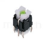 PB-520 系列-輕觸帶燈開關Illuminated Switch ,無鍵帽,立式,DIP ,7PIN,layout 5.08,5.4 ,尺寸 6x6,版上高度9.5mm ,5.8x4.5 按鍵面，双色雙色輕觸開關LED tact switch，紅藍雙色LED，紅綠雙色LED，輕觸LED按鈕