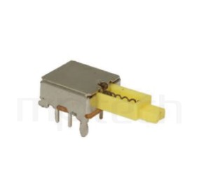 PS-22E02 系列-按鍵開關Push Switch,90度側按,DIP插版,電源開關,水平臥式,自鎖/無鎖,有段/無段 ,DPDT,2P2T迴路 ,總長度19, 版上高度5mm
