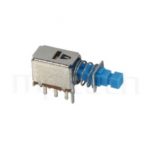PS-22E05 系列-按鍵開關Push Switch ,90度側按,DIP插版,電源開關,水平臥式,自鎖/無鎖,有段/無段 ,DPDT,2P2T迴路 ,總長度22, 版上高度8.3mm