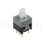 PS-285 系列-自鎖按鈕開關Lock Push button Switch,方形,DIP插版,電源開關,垂直立式,自鎖/無鎖,有段/無段 ,DPDT,2P2T迴路 ,8.5x8.5 版上高度14mm
