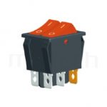 RS-606A-20111LRB 系列-船型開關Rocker Switch ,30x25mm ,帶燈 ,16A 250VAC,ON-OFF ,DPST,2P1T迴路