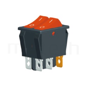 RS-606A-20111LRB 系列-船型開關Rocker Switch ,30x25mm ,帶燈 ,16A 250VAC,ON-OFF ,DPST,2P1T迴路