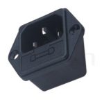 JR-101-1F-AC 系列產品-交流插座AC INLET/OUTLET ,IEC 60320 C14, AC 插座+保險絲,二合一插座,3PIN焊線端子,180度,螺絲鎖付,AC-021A DB-14 R-3015,AC INLET,安規VDE,CCC,UL,cUL,ENEC,