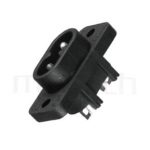 JR-201-AC 系列產品-AC電源插座AC INLET ,IEC 60320 C8,8字型,2PIN焊線端子,180度,螺絲鎖付,AC-017 DB-8 R-201A,AC INLET,安規VDE,CCC,UL,cUL,ENEC,