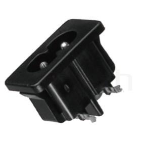 JR-201SPCB-AC 系列產品-AC電源插座AC INLET ,IEC 60320 C8,8字型,2PIN,90度 90° DIP,PCB插版,AC-020 DB-8 R-201A,AC INLET,安規UL,cUL,ENEC,VDE,CCC,