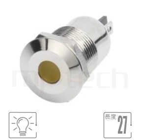 ML12-2AR Series-:防水金屬外殼LED指示燈| 防水防塵,信號燈 指示燈 metal LED Pilot Lamp,12mm,耐腐蝕 抗腐蝕 LED 指示燈,防水金屬指示燈,六種燈色可選-紅、綠、藍、白、橘、黃,cmp pbm mpb itw pbm12i,弧面點狀燈 | MP16TECH提供您最完整的防水金屬指示燈金屬按鈕開關產品與服務