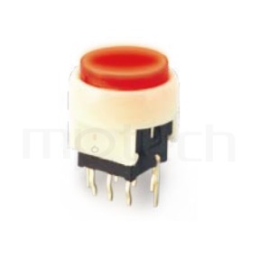 PB-310-1T5W 系列-LED自鎖按鈕開關Lock LED Push button ,圓形鍵帽,立式,DIP ,帶燈圓形帽蓋 ,尺寸 8.5x8.5,版上高度12.5mm ,Φ10 按鍵面