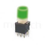 PB-310-AT 系列-帶燈自鎖按鈕開關Illuminated Push Button ,圓柱形鍵帽,立式,DIP ,帶燈圓形帽蓋 ,尺寸 8.5x8.5,版上高度18.5mm ,Φ7.4 按鍵面