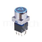 PB-310-B1D 系列-帶燈自鎖開關 Lock LED Push Switch ,圓形鍵帽,立式,DIP ,帶燈圓形帽蓋 ,尺寸 8.5x8.5,版上高度19.8mm ,Φ10 按鍵面