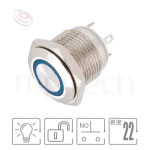 16mm,Φ16,1NO,復歸無鎖,帶燈,平面環形燈 | LED帶燈按鈕開關,多種燈色可選,MP16-4MF 系列 防水、防破壞、耐腐蝕,短款,小型化,Φ16 開孔尺寸,1NO一組常開接點,復歸 自復位,平頭,照光金屬按鍵,LED六種燈色可選,內建電阻,環形燈 | MP16TECH提供您最完整的防水金屬按鈕開關產品與服務