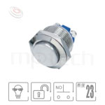 19mm,Φ19,1NO,復歸無鎖,不帶燈,高平面 | 無燈金屬按鍵,MP19-2MKL 系列 防水、防塵、耐腐蝕,短型,孔徑19mm,1NO常開接點,自複自復,凸柄,無燈金屬按鈕 | MP16TECH提供您最完整的防水金屬按鈕開關產品與服務