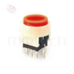 帶燈開關 Illuminated Pushbuttons ,圓形鍵帽,立式,DIP ,帶燈圓形帽蓋 ,尺寸 8.5x8.5,版上高度19.8mm ,Φ10 按鍵面 | MP16TECH提供您專業的按鈕開關產品與服務