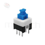 按鍵開關Push Switch ,方形,DIP插版,電源開關,垂直立式,自鎖/無鎖,有段/無段 ,DPDT,2P2T迴路 ,8.5x8.5 版上高度14mm | PS-285系列 | MP16TECH提供您專業的按鈕開關產品與服務