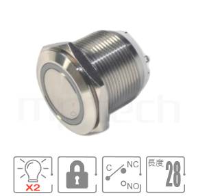 MP22S-6ZFRB Series-雙色不鏽鋼按鈕,紅綠,紅藍短款金屬按鈕雙色,LED顏色紅藍、紅綠 ,防水、防塵、耐腐蝕,28mm超短型,開孔22mm,外徑25mm,,1NO1NC1COM,自鎖,平頭,帶燈金屬開關,燈色任選,環狀平圓形可對應J22,EJ22,GQ22,KPB22,MPB22,MPS22,MW22,HK22B,HKYB22B,pbm22,cmp,bpb,mp22n,ft-22,lb22b,qn22,材質-黃銅,鋁合金,不銹鋼,lock 防水、防塵、耐腐蝕| MP16TECH提供您最完整的防水金屬按鈕開關產品與服務