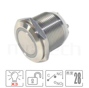 MP22S-7MFRGB Series-三色led RGB金屬開關,可客製化其他顏色,共陽極共正極, 共負極共陰極接法,短款三色LED環形燈,共陰極接法,共陽極接線 防水、防塵、耐腐蝕,短按鈕,Φ22 開孔尺寸,外徑25mm,,一常開一常閉一共點,無鎖復位,平頭,LED帶燈按鈕開關,多種燈色可選,環型帶燈平圓形相等於ft-22,KPB22,MPB22,MPS22,MW22,HK22B,HKYB22B,J22,EJ22,lb22b,qn22,GQ22,pbm22,cmp,bpb,mp22n,材質-SUS不鏽鋼,黃銅,鋁殼,自複自復-IP/IK防護| MP16TECH提供您最完整的防水金屬按鈕開關產品與服務