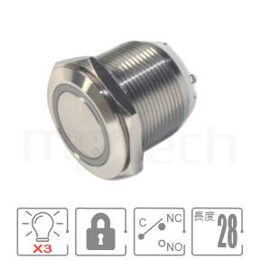 MP22S-7ZFRGB Series-RGB三色,獨立顯色,共陽極&共陰,自鎖型金屬按鈕,極短款三色LED環形燈,共陰極接法,共陽極接線防水防暴安全防護,短款,22mm,外徑25mm,,一常開一常閉一共點,兩段式,平面,LED帶燈按鈕開關,多種燈色可選,環狀平鈕可對應於GQ22,J22,EJ22,KPB22,MPB22,MPS22,MW22,HK22B,HKYB22B,pbm22,cmp,bpb,mp22n,ft-22,lb22b,qn22,材質-SUS不鏽鋼,黃銅,鋁殼,自鎖 防水、防塵、耐腐蝕| MP16TECH提供您最完整的防水金屬按鈕開關產品與服務