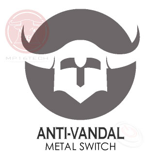 鉑達Anti-Vandal Metal Push Button 防破壞金屬按鈕開關，擁有高強度堅硬耐撞的外殼，從面板前端完全包覆著內部的接點組件，盔甲般的抵抗外力的破壞，防衛守護著面板後的開關功能。