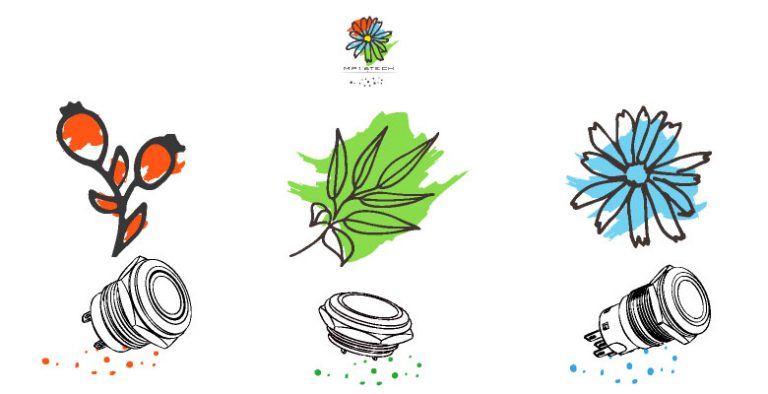 此圖片說明鉑達多色金屬按鈕目前是將開關的LED作為"指示功能"來設計，所以讓開關上的LED能適切地通知使用者目前系統的狀態是我們優先的設計考量。同一時間僅有會單一燈色顯示在發光圈上，沒有混色調色；我們讓開關使用能更直觀、更便捷，單純且迅速地點亮現階段需要的燈色~。