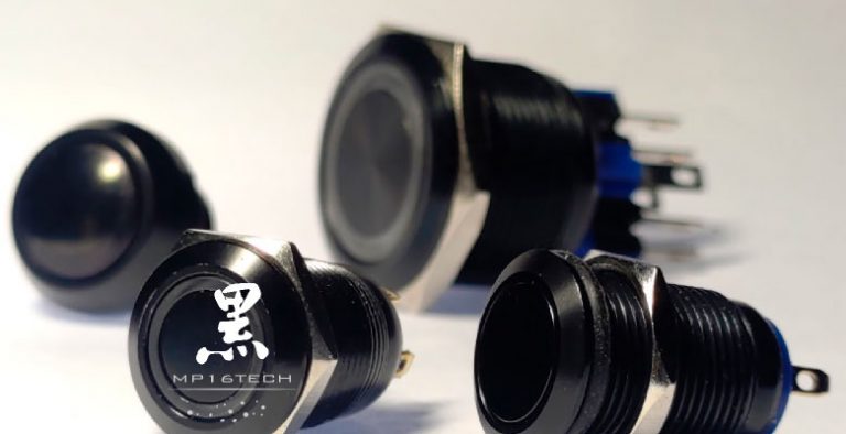 圖片隸屬於"黑色金屬外殼LED防水按鈕開關 極致黑潮 | 鉑達"文章，列舉鉑達氧化黑按鈕開關各尺寸連結。全系列尺寸原則上皆能製作氧化黑的外殼，如需其他發光符號的氧化黑外殼或特殊色外觀，請與鉑達業務人員聯繫。